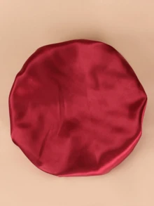 1pc Minimalist Elegant Daily Drawstring Beanie Hat - Burgundy+Gold - View 2