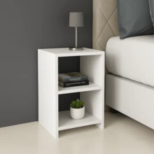 Mesa de Cabeceira Compacta e Elegante para Seu Quarto | Organização e Estilo - Branco - Visão 7