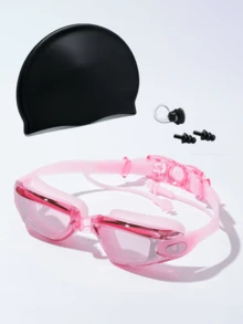 Anti-Fog, Waterproof, One-Piece Ear Plug Professional Racing Swimming Goggles - Multicolor - View 19