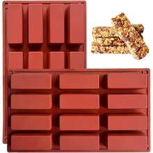 12-Cavity Rectangular Silicone Chocolate Bar Mold, Granola Bar Baking Tray (Suitable For Baking Protein Bars, Cheesecake) - Multicolor - View 10