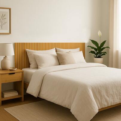 Painel Cabeceira de Cama Casal Ripada Luxo  Autocolante Adesivo Fácil Instalação