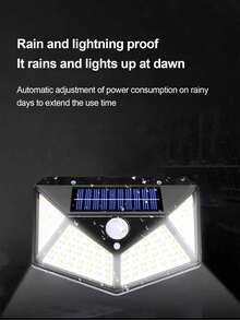 1/2/4 chiếc, 5000 Lumen, Năng lượng mặt trời, 3 chế độ chiếu sáng, Đèn tường năng lượng mặt trời cảm biến chuyển động PIR ngoài trời, Đèn năng lượng mặt trời chống nước 4 mặt 100 LED - màu đen - Xem 9