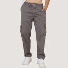 Kit Of 3 Men's Cargo Pants, Tactical Twill, Casual Streetwear, Military Style, Functional Pockets, For Daily Use, Work, Adventure, Urban Fashion - 柿子色 - 沙色 - 灰色 - 查看 5