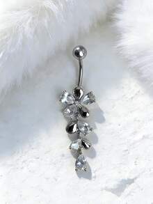 14G Stainless Steel Flower Dangle Navel Piercing Jewelry, Cute Belly Button Ring For Women - Water Drop - View 3