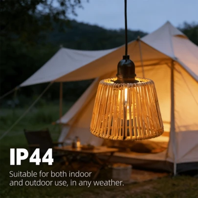 1pc Woven Chandelier, LED Imitation Rattan Woven Chandelier, IP44 Outdoor Chandelier, Battery-Powered (Battery Not Included), Suitable For Outdoor Porches, Terraces, Lawns, Gardens, Balconies, Weddings, Birthdays, Halloween, Christmas, And Perfect As A Gift For Friends