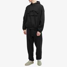 Fear Of God Essentials SS24 Drop2 Nylon Fleece Hoodie, Letter Print Hooded Fleece Pullover, American Heavyweight Sweatshirt, Jet Black. - Dark Blue-black - View 3