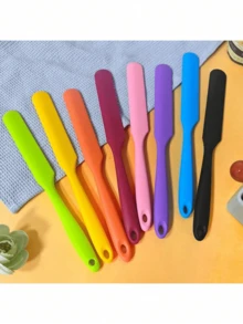 Silicone Pot Spatula, Heat-Resistant Cake Cream, Peanut Butter Spatula, Batter Spatula, Non-Stick Bread Spatula, Rubber Kitchen Pot Mixer, Long Spatula - Multicolor - View 9