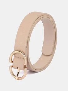 1pc Solid Color Casual PU (Polyurethane) Decorative Belt For Women, Suitable For Daily Use With Double D-Ring Buckle - A - View 9
