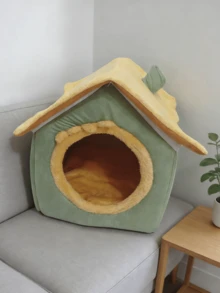 Spring Aesthetic 四季宠物床 - 透气洞穴式猫狗窝，可拆卸水洗床罩和防滑底座 - 彩色 - 查看 5