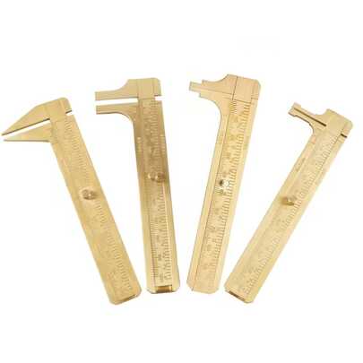1 szt. precyzyjna mosiężna linijka, 4 style, 100 mm z oznaczeniami calowymi/metrycznymi, zabytkowa miedziana linijka do biżuterii, pomiaru naszyjników, kalendarza, średnicy kubka i nie tylko (10 cm/3,86 cala - miedź) - idealny prezent dla nauczycieli, uczniów i planistów