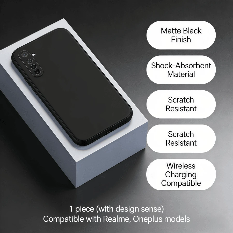 1件：Realme黑色硅胶手机壳，适用于Realme 15、Realme 14、Realme 13、Realme C75、Realme C65、Realme C61、Realme C51、OnePlus 13R、Nothing Phone 2a等手机，手机壳，手机套，防摔手机壳，黑色手机壳，简约手机壳，纯色手机壳，黑色手机壳，TPU防摔手机壳（军规级防摔） - 黑色 - 查看 1