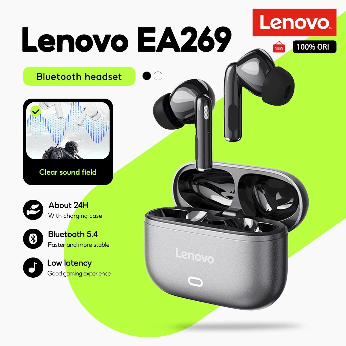 Lenovo 联想EA269蓝牙耳机，5.4版本，低音强劲，高品质 - 均碼 - 查看 1