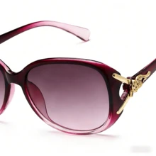 Elegant Ombre Purple Fashion Glasses, Large Frame Design To Flatter Face, UV Protection, Versatile & Stylish - Mauve Purple - View 3