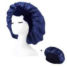 2pcs Luxury Satin Silk Sleep Cap, Lightweight & Breathable, Comfortable Hair Care All Night, Ideal For Curly, Braided & Long Hair. This Fashionable & Comfortable Unisex Sleep Cap Keeps Your Hair Healthy All Night, Perfect Gift For Valentine's Day. Hair Sleep Cap - Black + Khaki - View 13