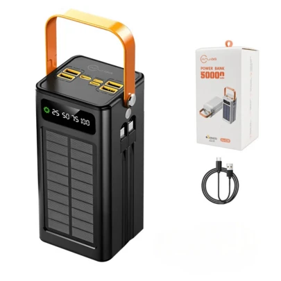 Carregamento solar com cabo, banco de energia portátil de grande capacidade, 50000mAh jorge