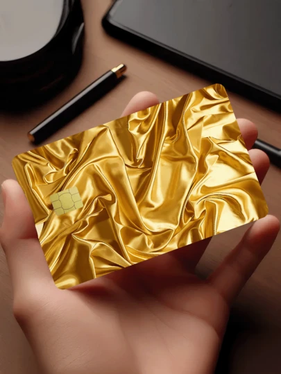 1pc Luxury Gold, Silver, Silk Style VIP Credit Card Decorative Sticker, Elegant & Unique, Personalized Ultra-Thin PVC Anti-Fingerprint Credit Card Protective Film, Scratch-Resistant, Unisex, Suitable For Small Chip Cards, Bank Cards, Credit Cards, Transportation Cards, Student ID Cards And Other DIY Decoration, Removable Sticker