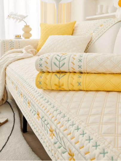 1pc Modern Minimalist All-Season Sofa Cushion, Fresh Pastoral Style, Soft & Comfortable, Skin-Friendly & Breathable, Pet-Friendly Anti-Scratch Sofa Protector, Machine Washable Sofa Seat Pad, Suitable For Living Room, Bedroom, Home Decor