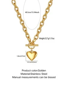 Bộ 2 món dây chuyền và vòng tay bằng thép không gỉ hình kẹp giấy tối giản, thích hợp cho phụ nữ đeo hàng ngày hoặc làm quà tặng cho mẹ. - Vàng - Xem 13