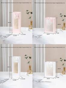 Transparent Bouquet Packaging Bag, Single Rose Flower Box, Bouquet Gift Bag For Mother's Day, Valentine's Day, Wedding, Women's Day, Teacher's Day (Packaging Bag Only), Random Card, Reference Image Only, Random Handle Style. - Multicolor - View 4