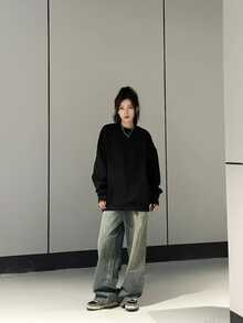 Fear of God Essentials Dark Oatmeal SS22 植絨Logo字母圓領加絨美式套頭衛衣 男女同款 黑色 - 黑色 - 查看 9