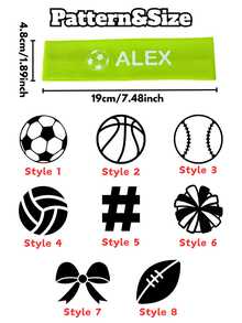 1/3/5件装,定制头带装饰,个性化发圈,定制球形图案+文字,可印制您的名字,适合团队和啦啦队装饰、生日派对礼物、闺蜜主题派对 - 彩色 - 查看 5