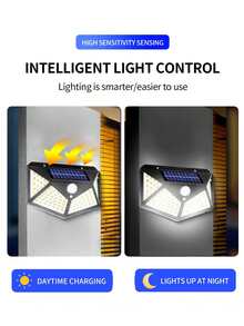 1/2/4 chiếc, 5000 Lumen, Năng lượng mặt trời, 3 chế độ chiếu sáng, Đèn tường năng lượng mặt trời cảm biến chuyển động PIR ngoài trời, Đèn năng lượng mặt trời chống nước 4 mặt 100 LED - màu đen - Xem 6
