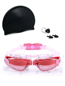 带耳垫的防雾游泳镜 - 大镜框、快速调节硅胶带、防雾高品质、宽视野 - 适合成人、游泳、泳池、海滩、比赛和休闲 - 兼容眼镜/隐形眼镜 - 耐用，适合日常和特殊场合 - 彩色 - 查看 18