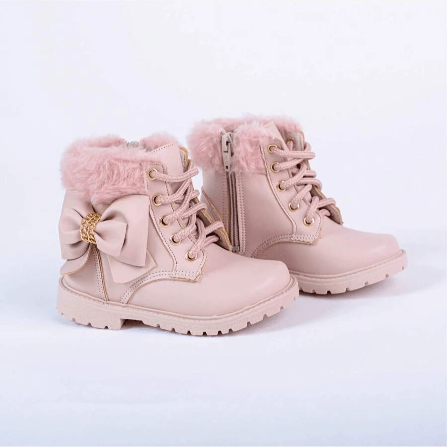 Women's Ankle Boot With Bow Detail, Girl's Ankle Boot, Blogger Style, Comfortable And Lightweight - Rosa Oxidada - Ver 1