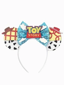 1pc Cartoon Cute Glitter Ear Headband, Bow Decor Princess Costume Accessory, Shiny Party Essential, Theme Park Travel Hair Accessory, Suitable For Student Gatherings, Masquerade, Role Play, Theme Park Trips, Ideal Gift For Couples, Princess Cosplay, Birthday Celebration, Christmas Party (Random Color And Style) - Random Styles - View 3