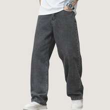 Balloon Pants Men's Jeans Bag Wide Leg Streetwear Faded Graphite Gray - Grey - View 9