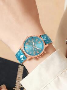 6件套女士时尚腕表，多功能高端女士腕表套装 - 玫瑰金 - 查看 3