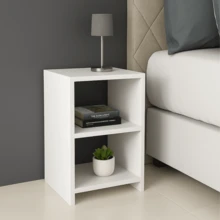 Mesa de Cabeceira Compacta e Elegante para Seu Quarto | Organização e Estilo - Branco - Visão 4