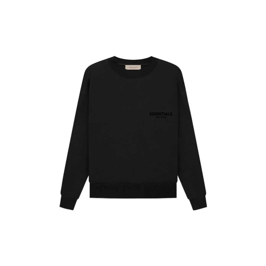Fear of God Essentials Dark Oatmeal SS22 植絨Logo字母圓領加絨美式套頭衛衣 男女同款 黑色 - 黑色 - 查看 1