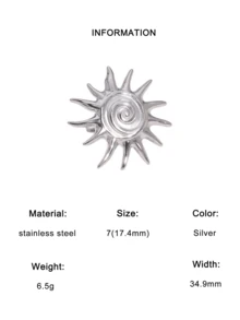 1pc Exaggerated High-End Plated Stainless Steel Spiral Sun-Shaped Open Ring, Suitable For Women's Daily, Party, And Date Wear