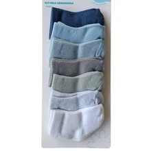 Baby Socks Kit 7 Pairs Newborn Premature Baby Socks For Girls And Boys - Pimpolho - Màu xanh lam - Xem 1