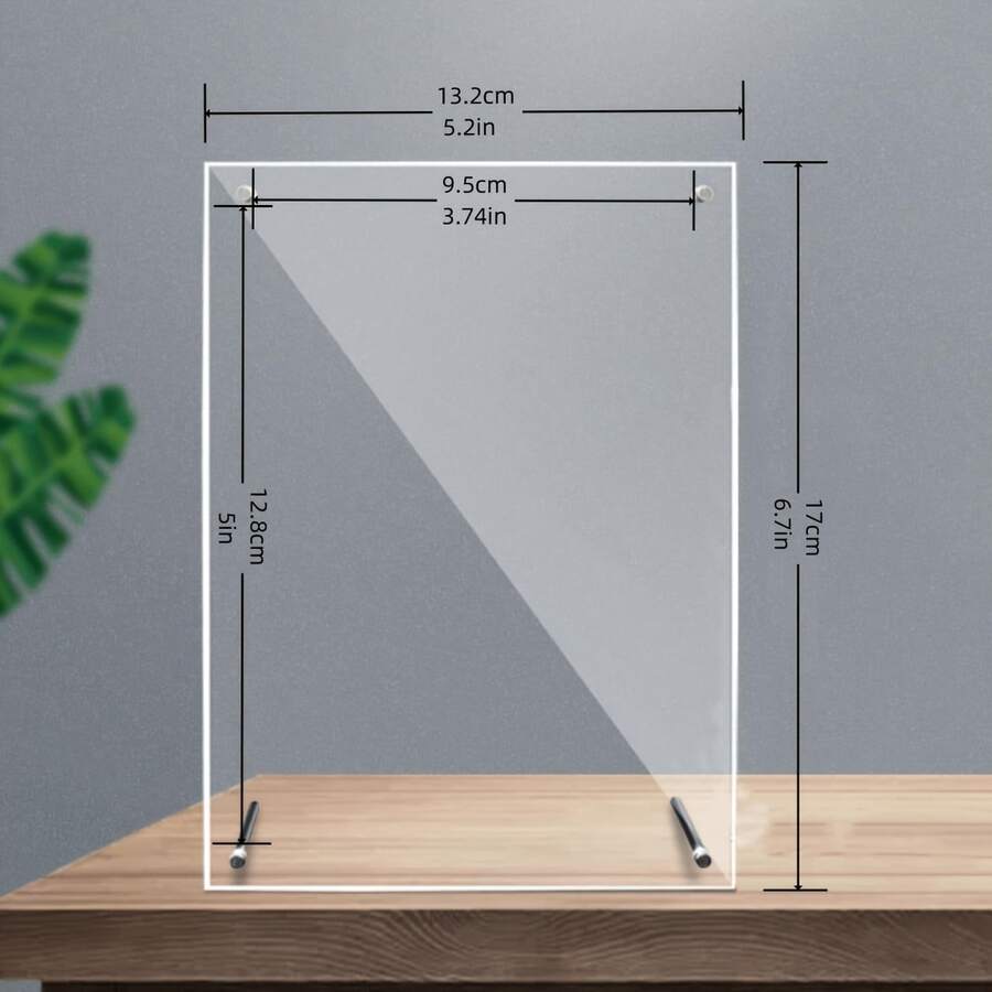 1pc Vertical Acrylic Photo Frame - Casual Style Transparent Crystal Desktop Certificate Display Case, Rectangular, No Power Required - Multicolor - View 1