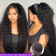 ZHENDEFA 360 Degree Full Lace Invisible Wig With Comfortable Fit, Deep Wave, Pre-Plucked Hairline, 200% Density, Skin-Friendly Transparent Lace Front Wig With Drawstring - SNatural - View 2
