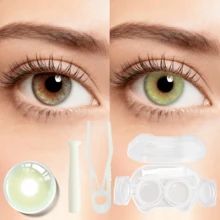 5 Pairs Of Colored Contact Lenses, With Options For Different Colors Color Contact Lenses For Annual Use For Eye Makeup, Role Playing, Festival Event Dress Up Halloween Costume Cosplay - 黃綠色 - 查看 3