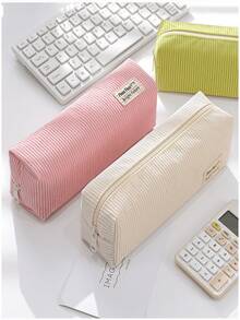 New Korean Version Ins Simple And Beautiful Velvet Pencil Case Niche Stationery Box Plush Bag - 酪梨綠 - 查看 6
