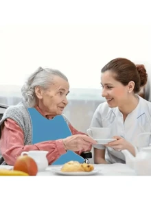 Adult Bib, Elderly Food Bib, Food Bib -Washable, Reusable Dining Protectors For Men & Women, Bibs For Seniors, Ideal For Eating & Feeding,M&L Size Available(Random Color) - Multicolor - View 4