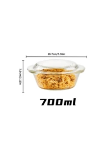 3件套耐热玻璃汤碗 - 硼硅酸盐玻璃烘焙套装，带盖，微波炉适用，多用途圆形烤盘。透明无铅砂锅炊具。 - 彩色 - 查看 12