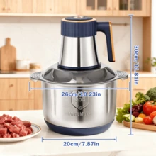 Senmeo 1.32Gal 500W Food Processor, 5-Speed Electric Meat Grinder With 6 Dual-Layer Blades, Multifunctional For Juicing/Kneading/Meat/Vegetables/Nuts – Blue, Great For New Year & Winter Cooking - 查看 10