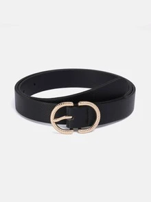 1pc Solid Color Casual PU (Polyurethane) Decorative Belt For Women, Suitable For Daily Use With Double D-Ring Buckle - A - View 13