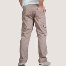 Kit Of 3 Men's Cargo Pants, Tactical Twill, Casual Streetwear, Military Style, Functional Pockets, For Daily Use, Work, Adventure, Urban Fashion - GRAY - GREEN - LIGHT BROWN - View 8