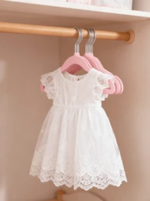 20个/10个套装 11.81英寸儿童衣架，防滑多功能婴儿植绒塑料无缝衣架，适合情人节 - 植絨兒童衣架 - 查看 4