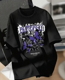 1pc Women's Purple Butterfly Print T-Shirt, Modern Design, Versatile For Various Styles, Highlights Unique Charm, Suitable For SpringSummer, Holiday Gift, Birthday Gift, Casual, Versatile, And Comfortable, R - Black - View 1