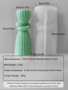 Geometric Wave Cylindrical Silicone Mold, Suitable For Aromatherapy Candles, Handmade Soap, And Gypsum Diffusers - Elliptical Craft Tool - White - View 15