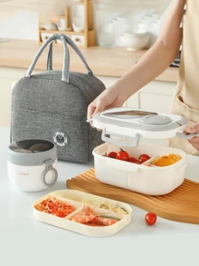 Bộ hộp cơm trưa dung tích lớn cầm tay gấp gọn kèm túi đựng và cốc ăn sáng, phù hợp du lịch, đi làm, đi học, văn phòng, dã ngoại ngoài trời, đồ dùng học sinh, tái sử dụng được - Nhiều màu - Xem 3