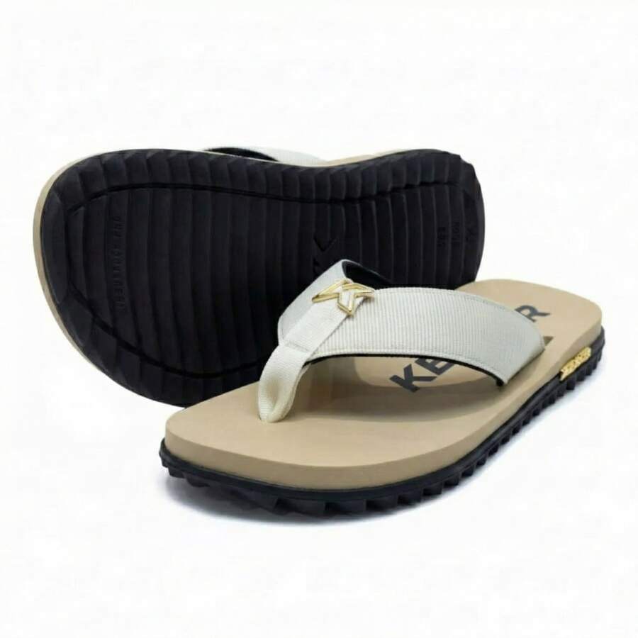 Kenner Kivah Men's Flip-Flops With Wide Straps For Comfort - Original - 黑色/卡其色 - 查看 1