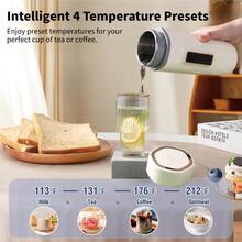 OCTAVO Hervidor eléctrico portátil de 350ml, hervidor mini de ebullición rápida, material de acero inoxidable 304, con apagado automático y protección contra funcionamiento en seco - Tipo de Enchufe B USA (110-127V) - Ver 3